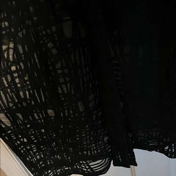 Chic Black Mesh Transparent Midi Dress with attached bottoms and belt - Picture 7 of 7